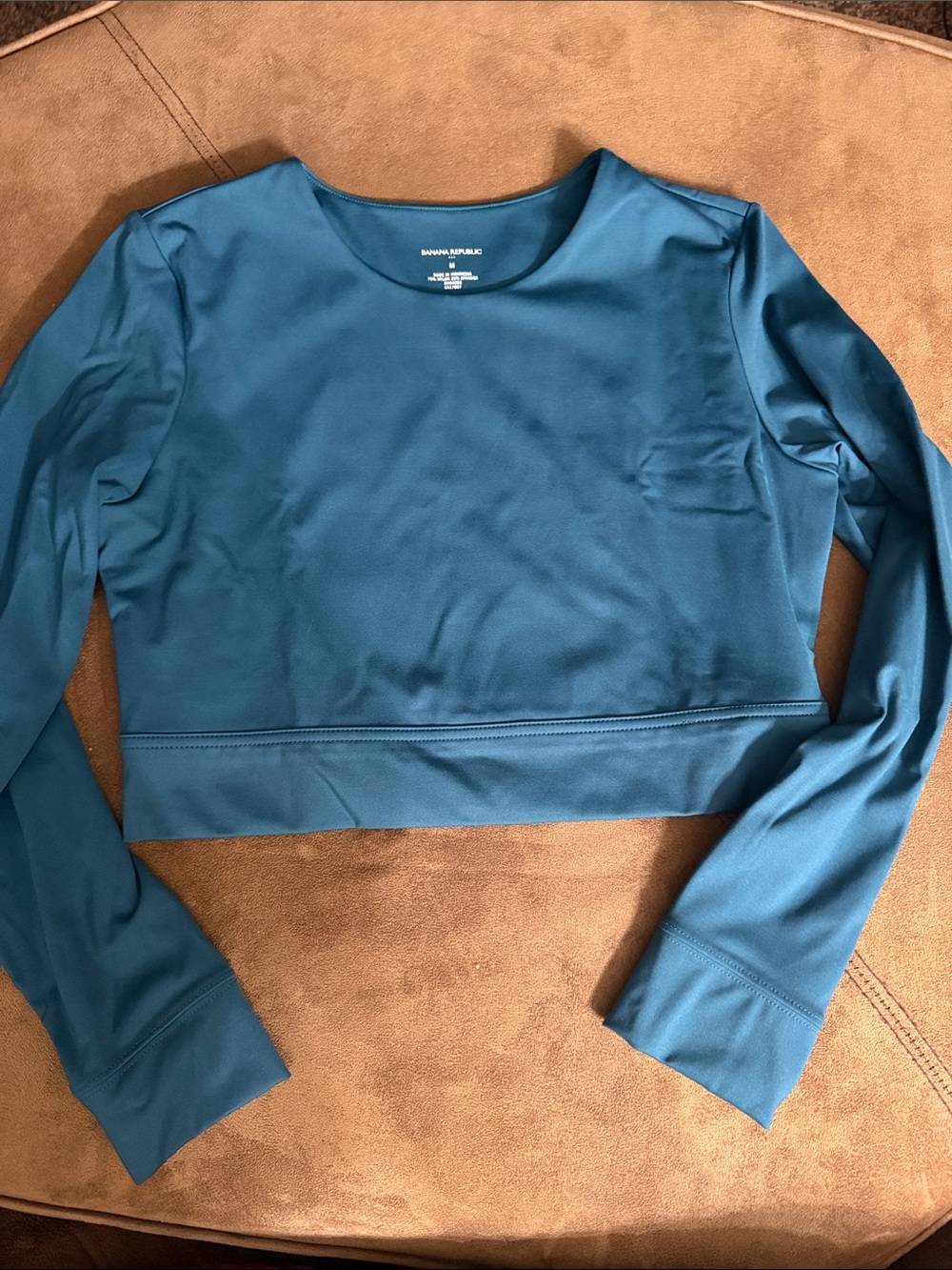 Banana Republic Teal Crop Long-Sleeve Top